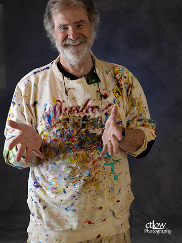 photographic portrait painter paint-stained clothes