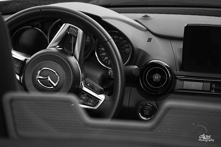 Mazda MX-5 cockpit monochrome