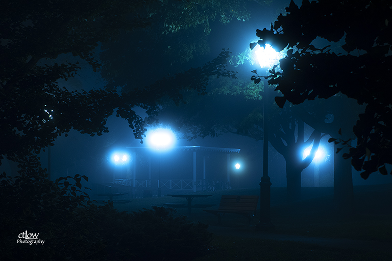 Hardy Park bandshell dawn fog Brockville Ontario Hardy Park bandshell dawn fog Brockville Ontario
