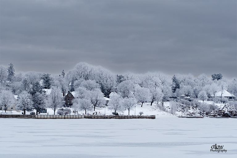 Brockville Waterfront Water Street frost trees