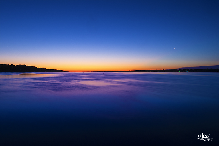 dawn river sky smoothed water long exposure