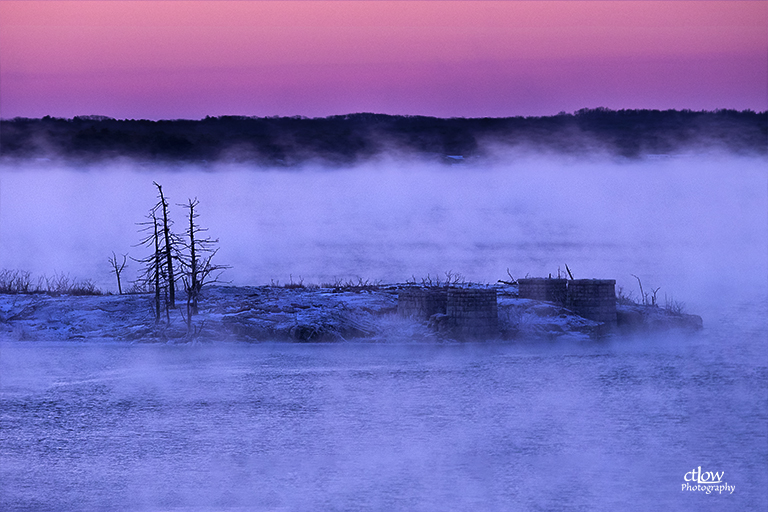 McNair Island dawn fog St. Lawrence River