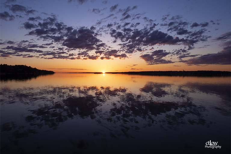 Sunrise water cloud sky St. Lawrence River