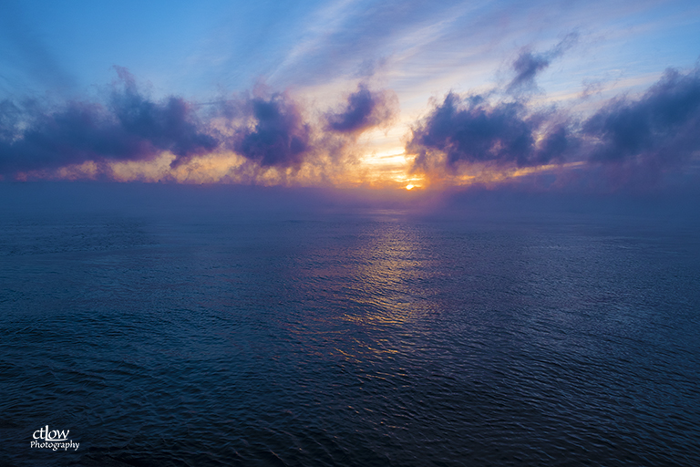 sunrise winter fog St. Lawrence River