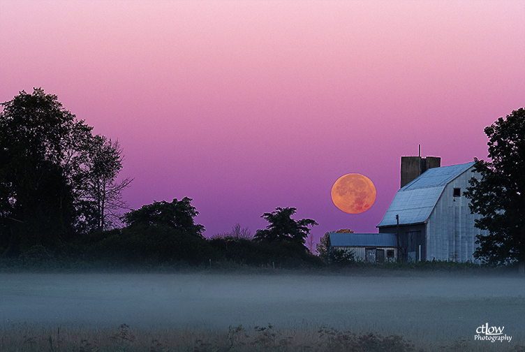 Full Moon Setting Barn