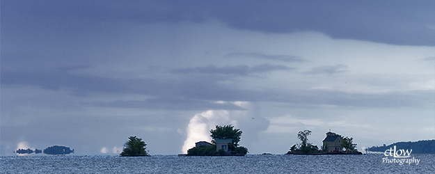 island st lawrence river extreme telephoto dusk