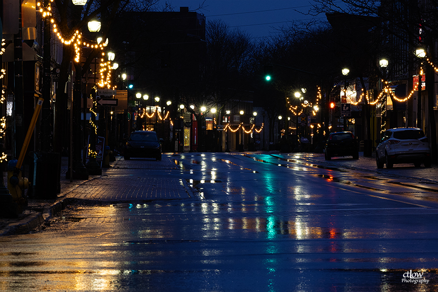 King Street West Brockville Ontario wet rainy New Years morning